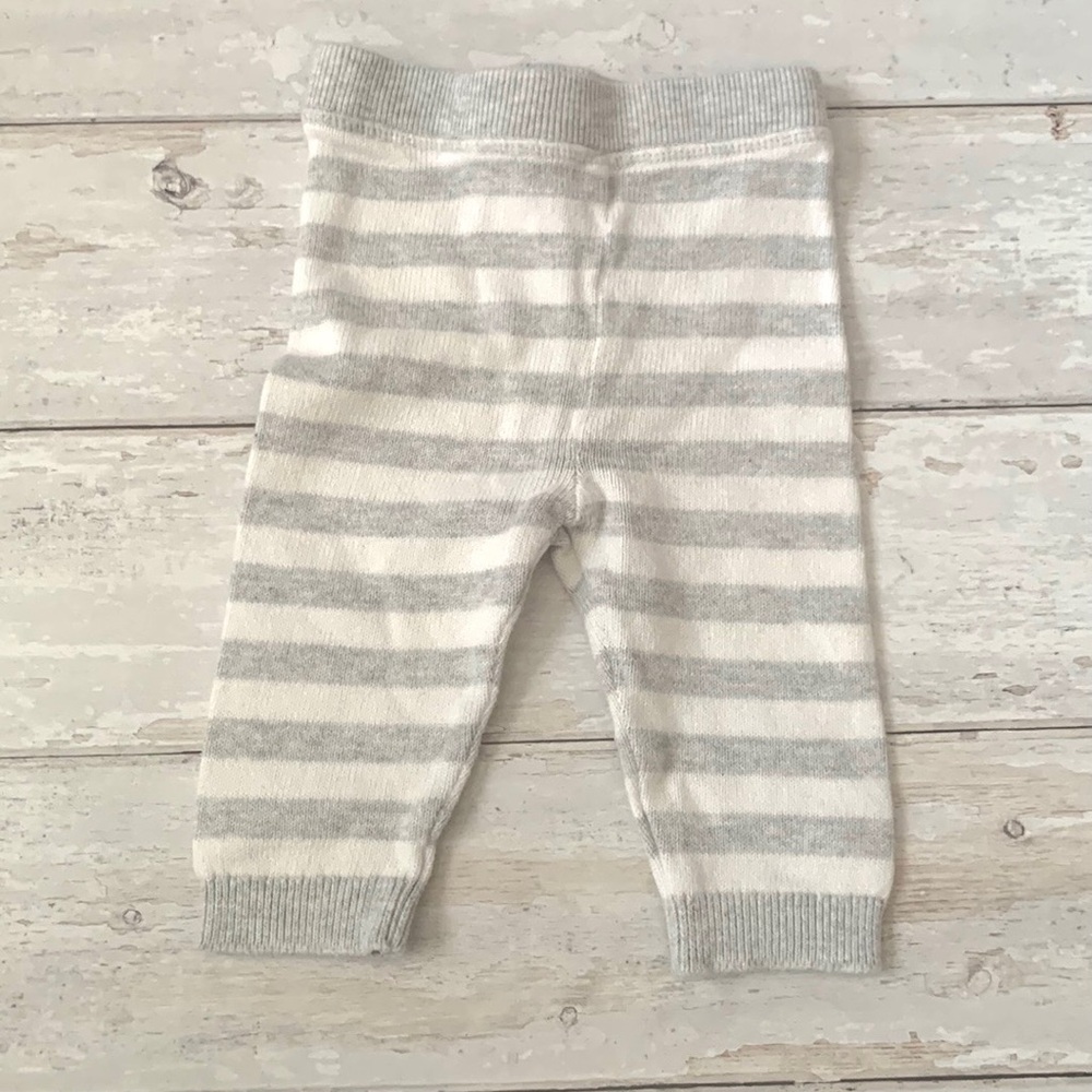 Unisex 3-6m Baby Knit Striped Pants Gray White Cat & Jack Organic 100% Cotton